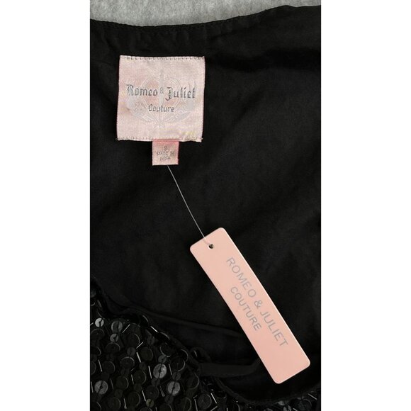 Romeo & Juliet Couture Sequined Dress Black Spaghetti Strap Size S New With Tags - Picture 9 of 10